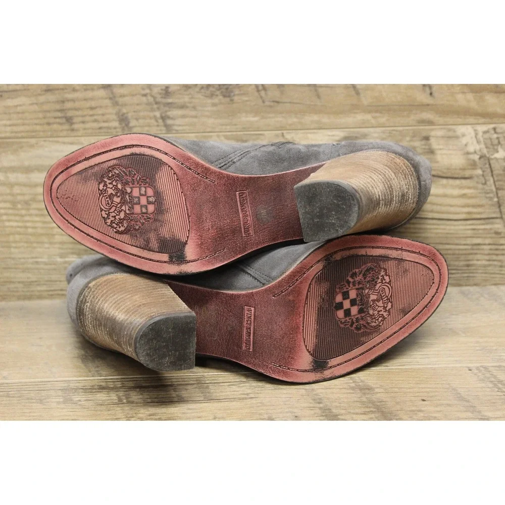 Vince Camuto Fritan Women's 7M Gray Suede Ankle Boots Stack Heel Casual Mod‎